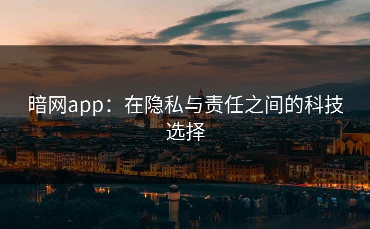 暗网app：在隐私与责任之间的科技选择