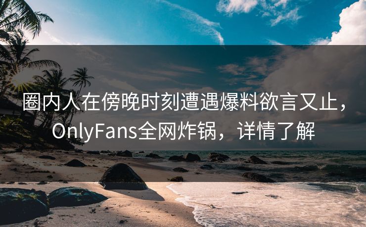 圈内人在傍晚时刻遭遇爆料欲言又止，OnlyFans全网炸锅，详情了解