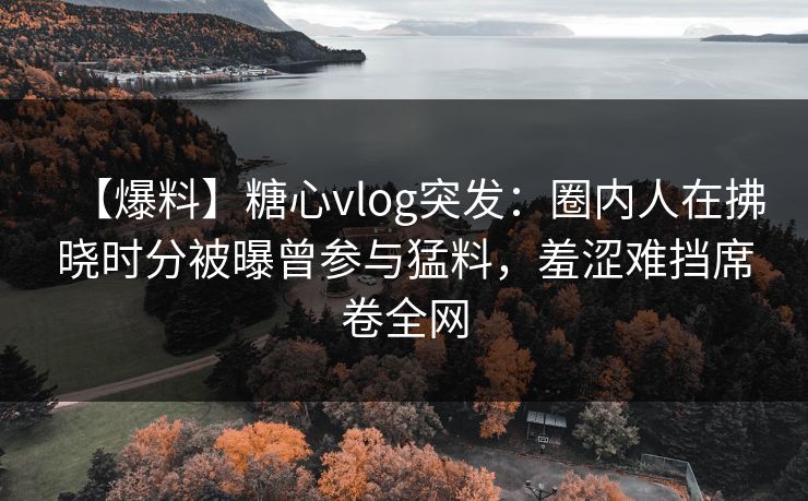 【爆料】糖心vlog突发:圈内人在拂晓时分被曝曾参与猛料,羞涩难挡席卷全网