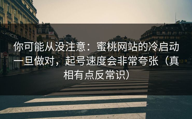 你可能从没注意：蜜桃网站的冷启动一旦做对，起号速度会非常夸张（真相有点反常识）